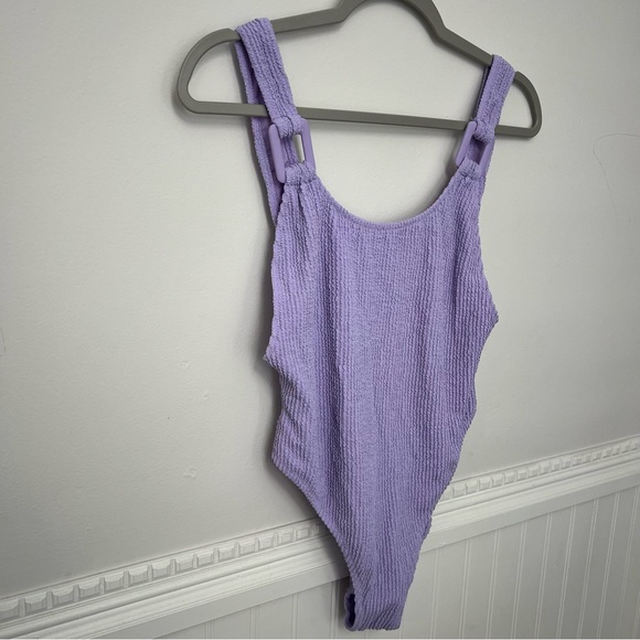 NWT AERIE swim: crinkle one piece cheekiest swimsuit lavender purple medium - Picture 1 of 13
